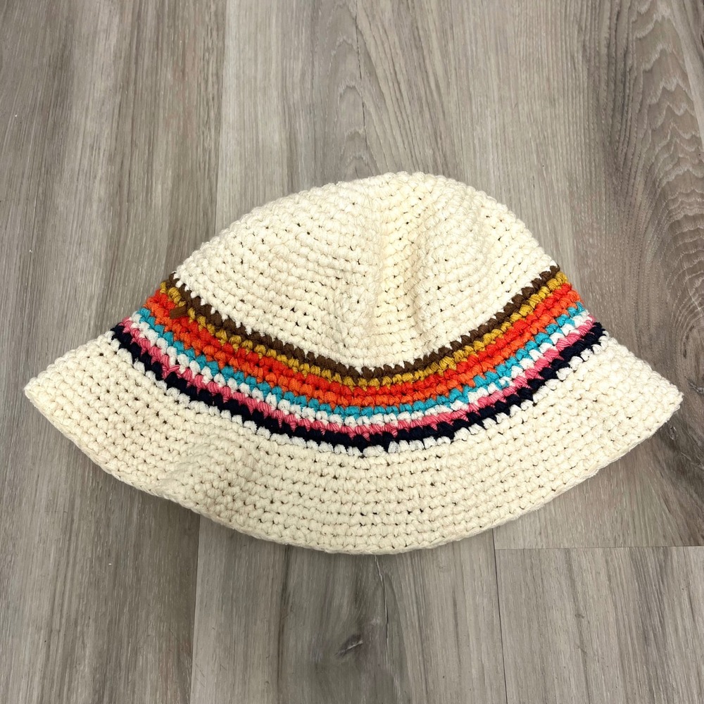 Marine Layer Bucket Hat Women's O/S Cream Multi-Stripe Crochet Knit